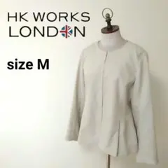しまむら hkワークスロンドン ヒロココシノ ノーカラージャケット ベージュ Mのサムネイル