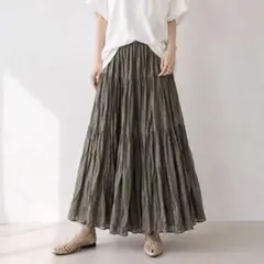 アメリカンホリック新品タグ付き ワッシャーティアードプリーツスカート カーキのサムネイル