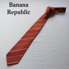 バナナリパブリック ネクタイ 赤 ストライプ柄 シルク フォーマル【n3702】