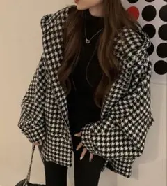 千鳥格子柄オーバーサイズジャケット