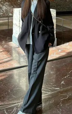 GU フレアスラックス(丈標準73.5～77.5cm) グレー サイズS