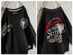 アメカジ風 ROUTE 66 両面ビッグプリント アームロゴ トレーナー L 黒 アメカジ風 ROUTE 66 両面ビッグプリント アームロゴ トレーナー L 黒