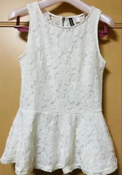 H&M レース ノースリーブ ペプラム　ホワイト