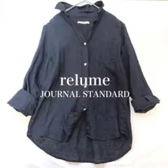 relume　ネイビー　リネン100%　シャツ　おしゃれ
