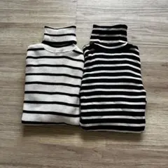 ストライプ タートルネック セーター 2点セット　☆ユニクロ☆