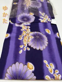 紫色 花柄 浴衣単品