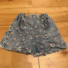 futafuta デニムショートパンツ 110 ハート柄 フリル バースデイ