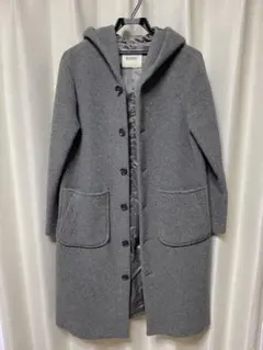 ビームスボーイ フード ウールコート グレー カジュアル ポケット