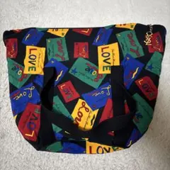 イヴ・サンローラン LOVE柄 トートバッグ マルチカラー YSL フランス製