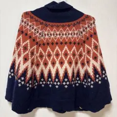 BEAMS HEART ノルディック柄ニットポンチョ