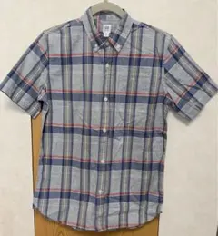 GAP KIDS 半袖 グレーチェックシャツ 160cm