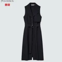 UNIQLO JW ANDERSON リネンブレンドラペルワンピース ブラック