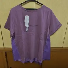Praia パープル 半袖Tシャツ メッシュ切り替え