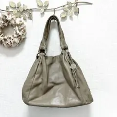 FURLAフルラ　レザーショルダーバッグ　グレー