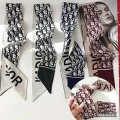 D ロゴパターン シルク風スカーフ