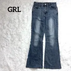グレイル フレアデニムパンツ M ブーツカット 色落ち加工 美脚
