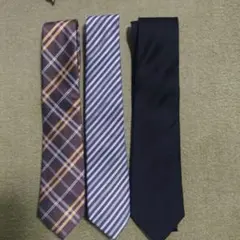 ネクタイ3本セット（チェック・ストライプ・無地）