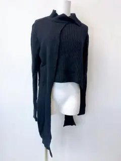 WHOLE9YARDS ホールナインヤーズ 黒 セーター ニット 変形 ショート