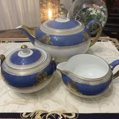 未使用　ウェッジウッド コロンビア　パウダー　ブルー　ティーポット　クリーマー