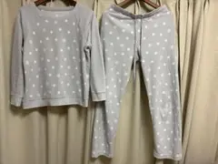 UNIQLO 水玉模様 グレー 上下セット パジャマ