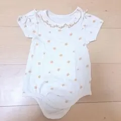 アプレレクール 花柄フリル付きロンパース ベージュ 80cm