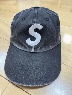 Supreme 刺繍Sロゴ ブラックキャップ　ブラックデニム　シュプリーム