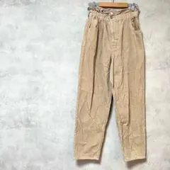 ウィゴー　綿100%　ストレートパンツ　コーデュロイ　ハイウェスト　茶色　フリル