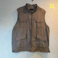 ジッパーベスト 3L 大きいサイズ　ベージュ　軽量　薄手　羽織り