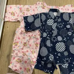 子ども用甚平2枚セット 120cm 100cm ネイビーとピンク