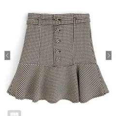 ベルト付き千鳥格子柄フレアミニスカート tu457