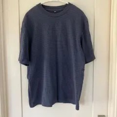 ユニクロ ボーダー クルーネック 半袖 Tシャツ M 紺 綿 普段着 お出かけ