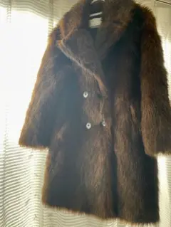 希少/ZARA/WOMAN/ブラウン/極美品フェイクファーダブルボタンジャケット