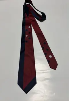ネクタイ ボルドー×ネイビー 幾何学模様 日本製❗️