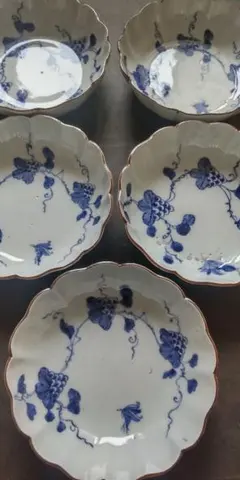 江戸時代　文化文政期　染付膾皿5枚　古伊万里　骨董　アンティーク