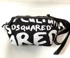 希少 美品】 DSQUARED2 レザー ボディバッグ デカロゴ 黒 白文字 希少 美品】 DSQUARED2 レザー ボディバッグ デカロゴ 黒 白文字