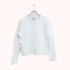 agnès b. カーディガン M ホワイト コットン インナー 秋冬 おでかけ