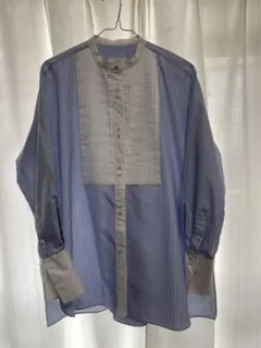 ①S.ESSENTIALS 長袖シャツ 青と白のストライプ