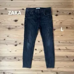 zara メンズ　スキニーダメージジーンズ　L ブラック