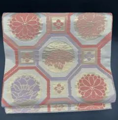 高級 正絹 袋帯 フォーマル 洒落帯　亀甲柄　金糸　花柄　華文様　唐織錦　360