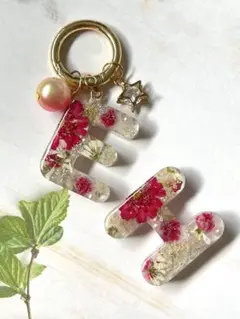 イニシャル　キーホルダー　レジン　 ハンドメイド　名入れ　ラッピング可