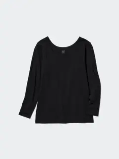 ユニクロ　極暖ヒートテック　コットン　UネックT　8分袖　インナー　L　黒