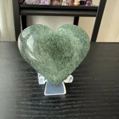 天然石グリーンストロベリークォーツのハート　置物NO.120201