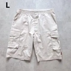 ベージュ カーゴハーフパンツ ウエストゴム L 夏のサムネイル