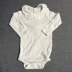 薄いピンクのレース襟ロンパース　80