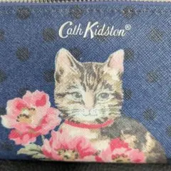 キャスキッドソン 長財布 猫プリント 花柄 ドット ネイビー ラウンドファスナーのサムネイル