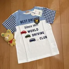 ★ミキハウス★半袖Ｔシャツ★100★豪華な車やエンブレムのワッペン★日本製★青★