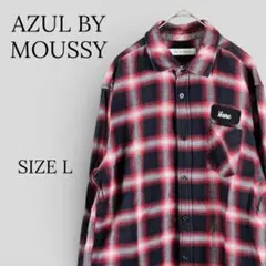 AZUL BY MOUSSY 長袖 ネルシャツ チェック 黒×赤×白 L