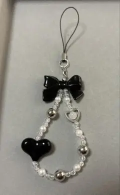 韓国風ハートとリボンの携帯ストラップ