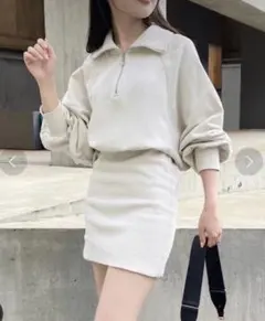 CHICO ハーフジップスウェットミニワンピース