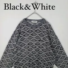 Black&White 総柄ニットセーター L 日本製のサムネイル